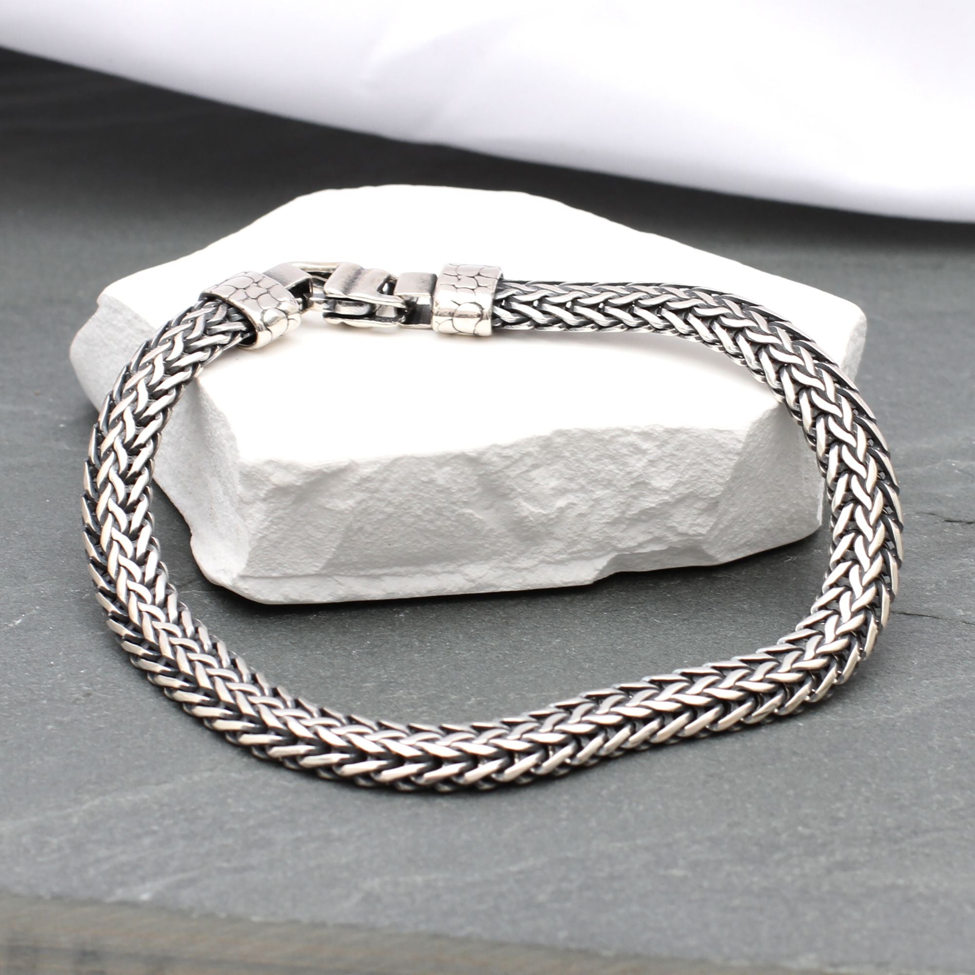 Men's Heavy Silver Herringbone Bracelet