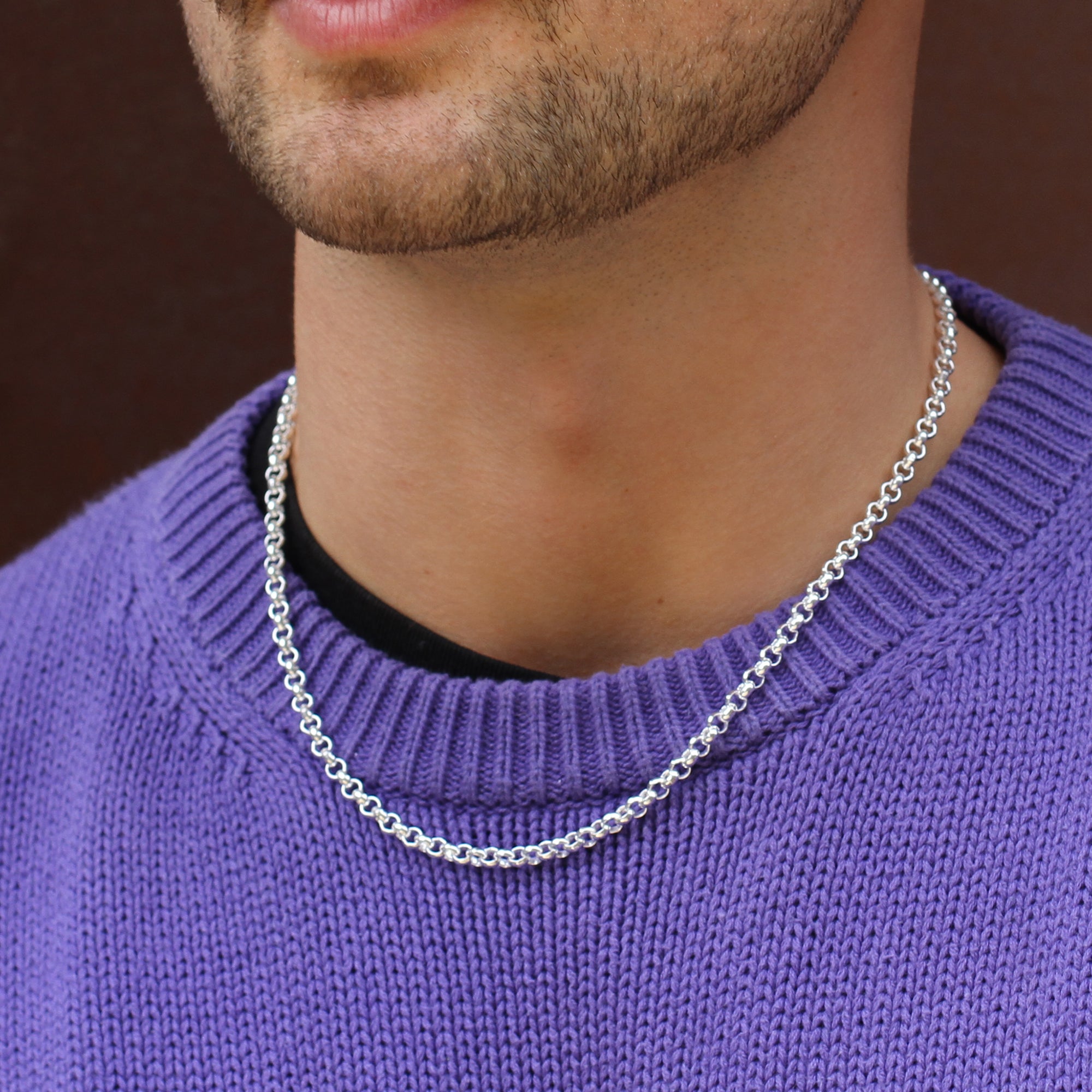 Men's Sterling Silver Round Belcher Chain Necklace