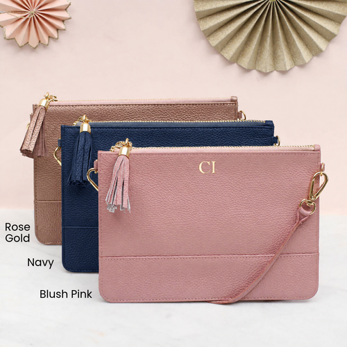 Personalised Leather Clutch Or Shoulder Bag