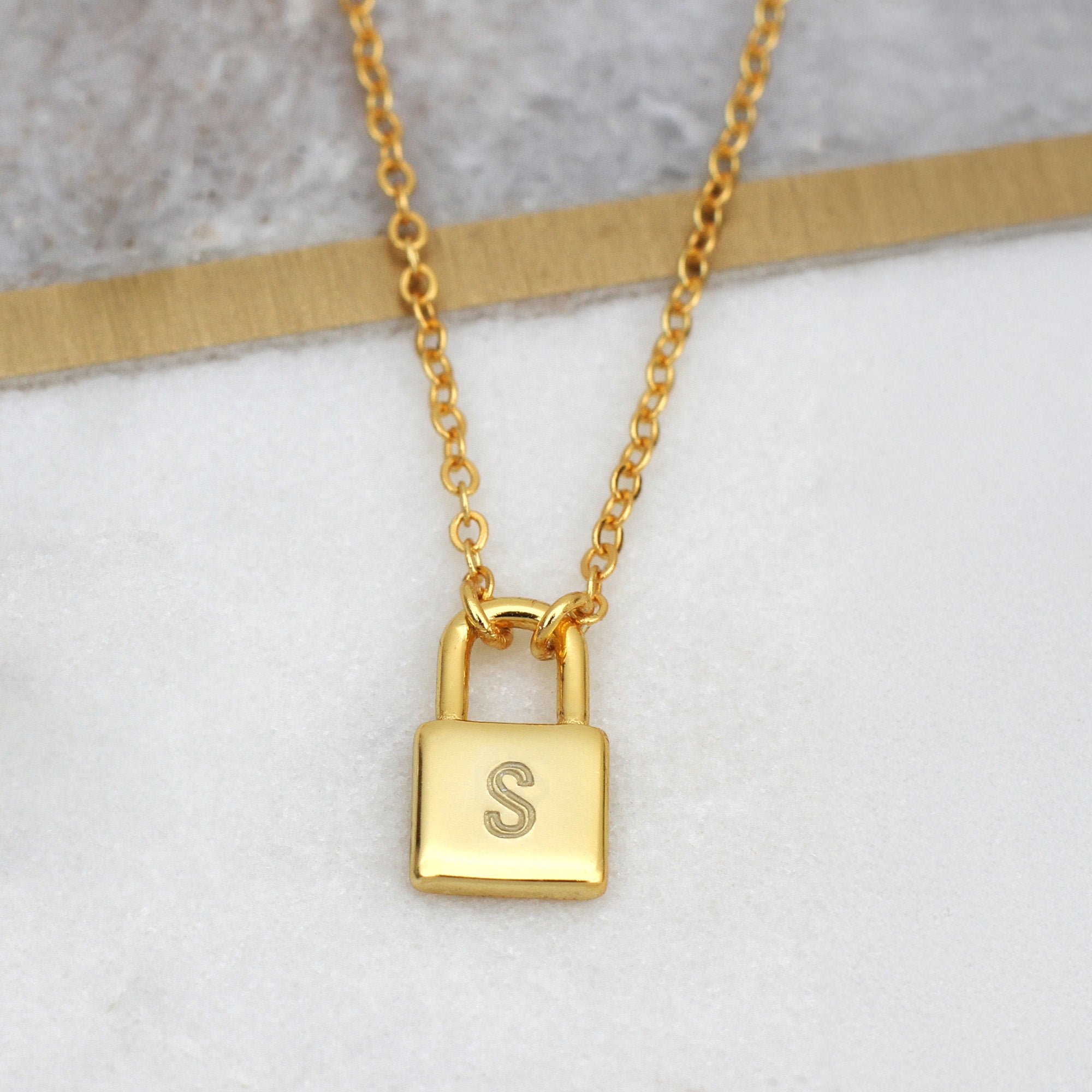 Personalised Gold Plated Padlock Necklace