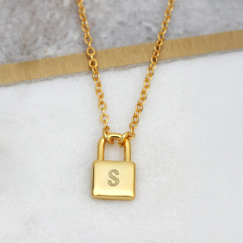 Personalised Gold Plated Padlock Necklace