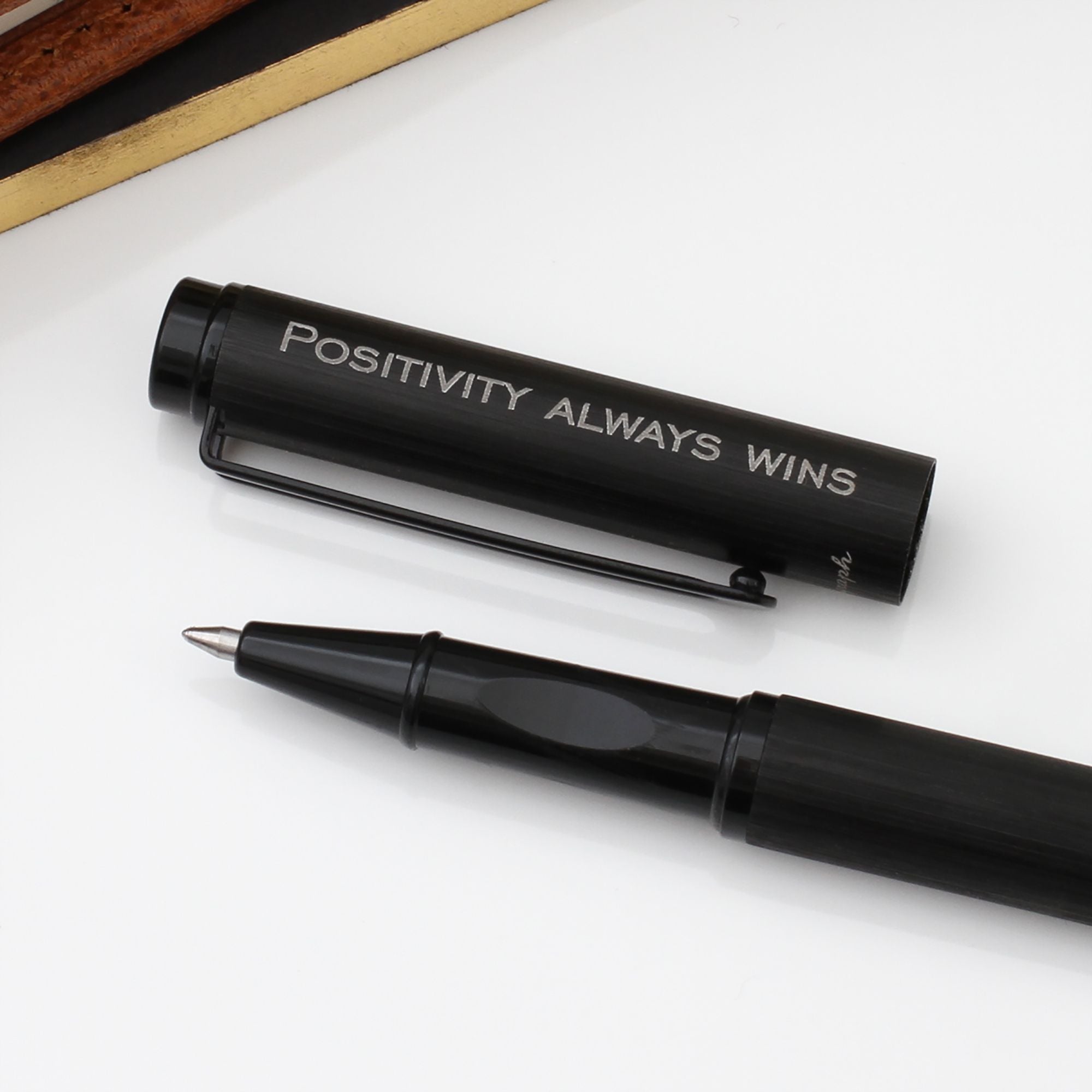 Personalised Black Textured Rollerball Pen
