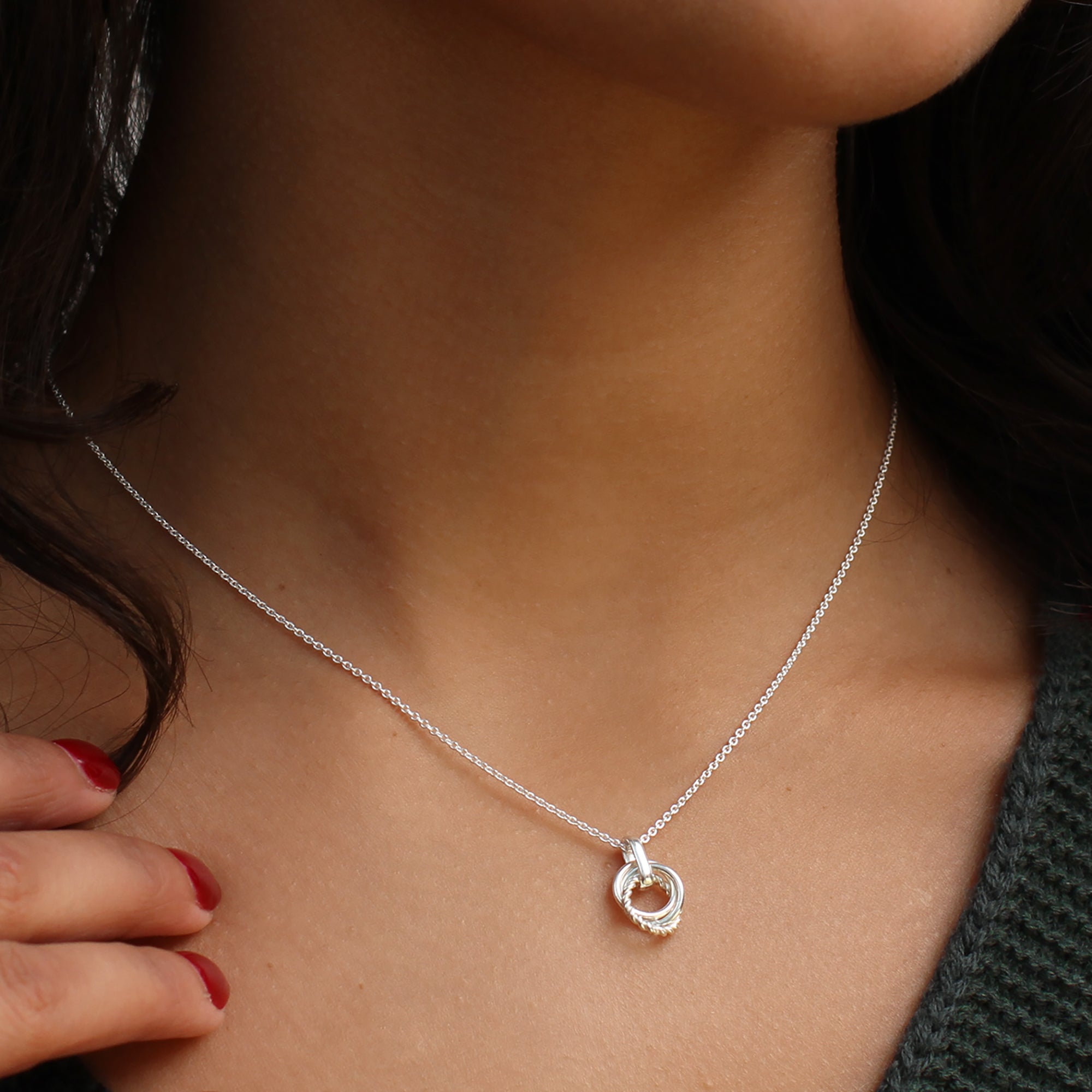 Personalised Silver Triple Small Circle Necklace