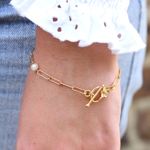 Personalised Sterling Silver Or 18ct Gold Pearl Charm Bracelet