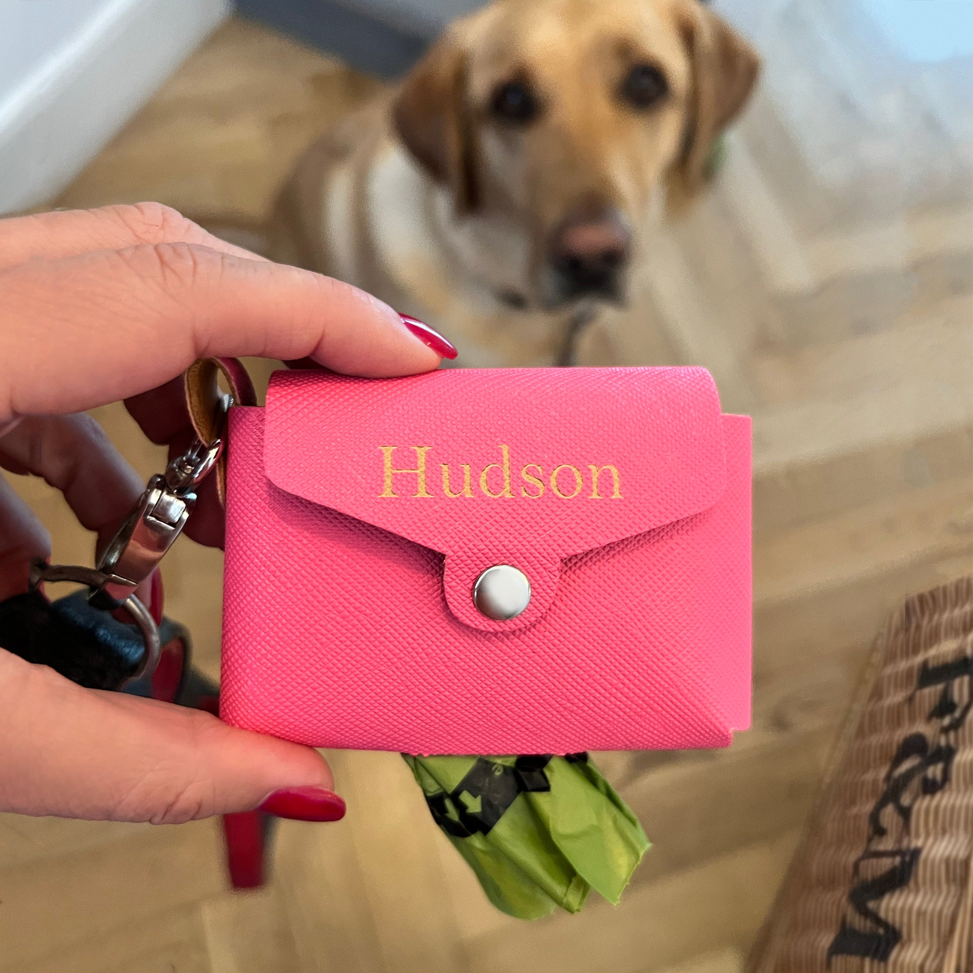 Personalised Vegan Leather Dog Poop Bag Holder