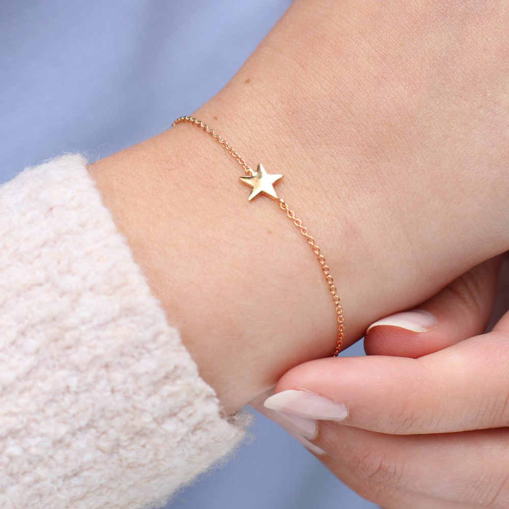 18ct Rose Gold Plated Personalised Star Bracelet