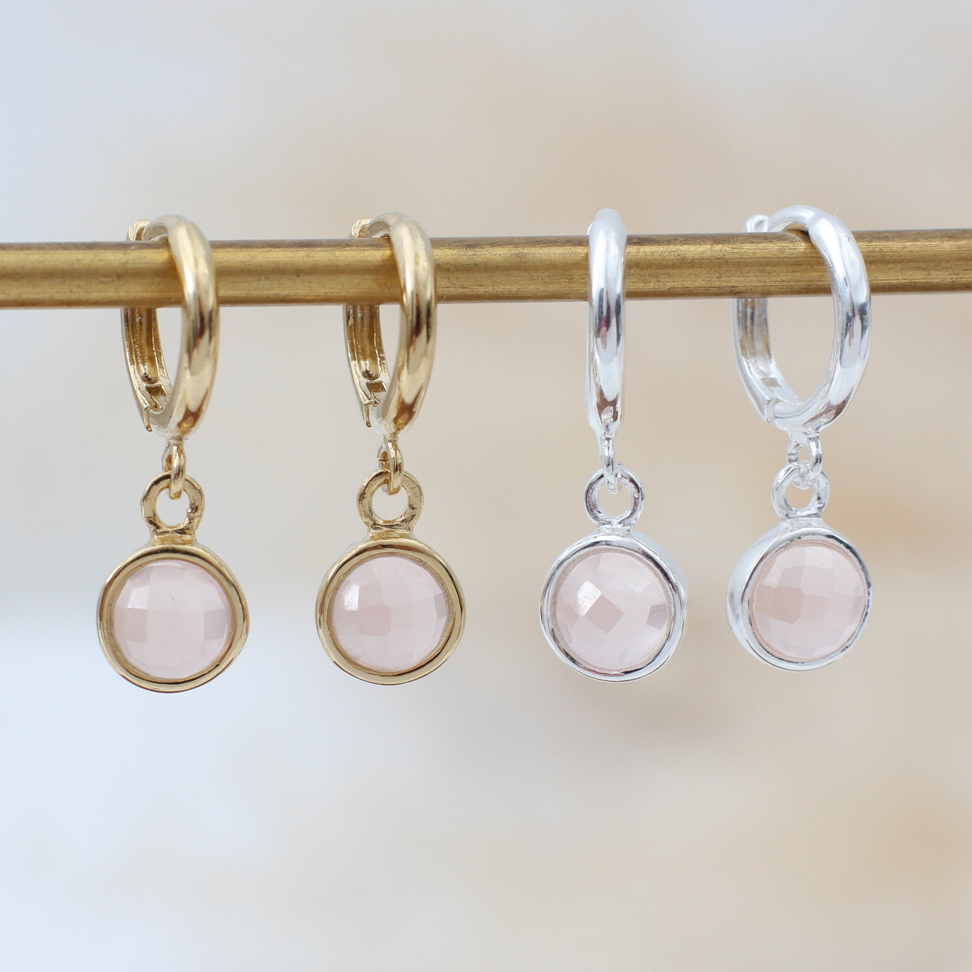 18ct Gold Plated or Silver Semi Precious Hoop Earrings