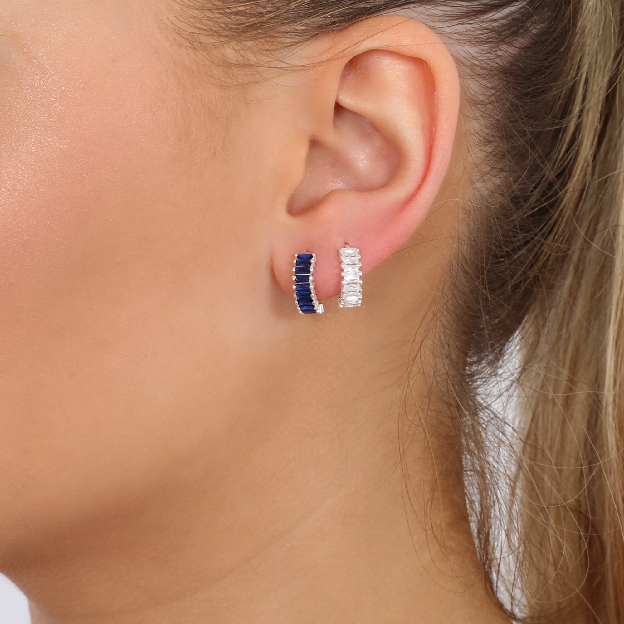Sterling Silver or 14ct Gold Plated Baguette Crystal Earrings