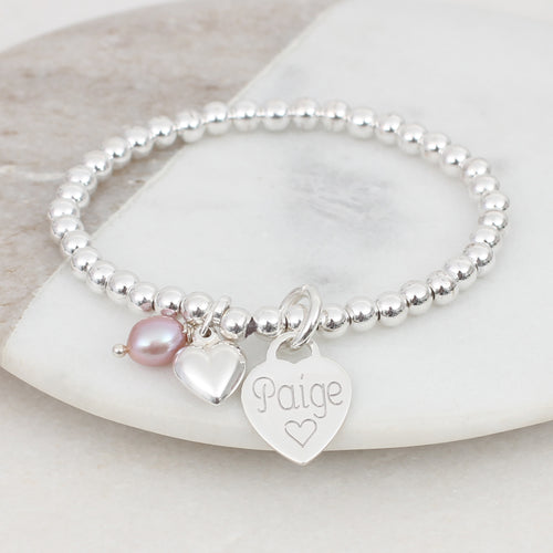 Personalised Sterling Silver Charm Ball Bracelet