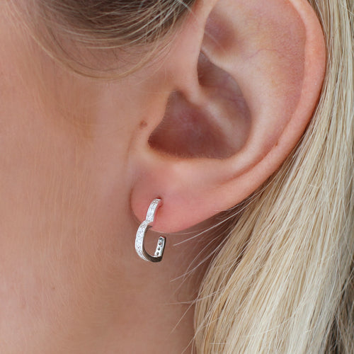 18ct Gold Plated Crystal Heart Hoop Earrings