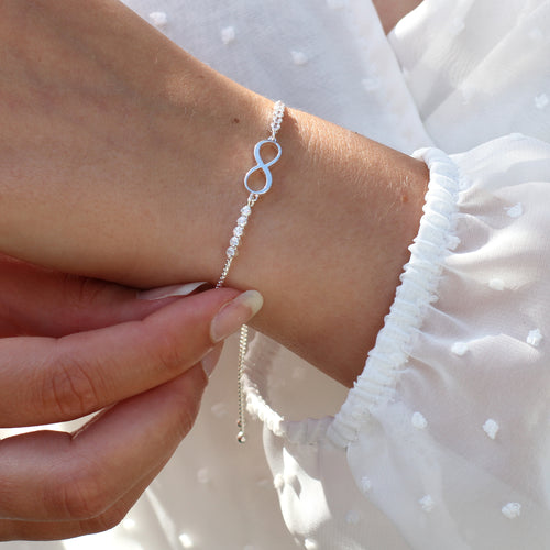 Sterling Silver And Crystal Infinity Slider Bracelet