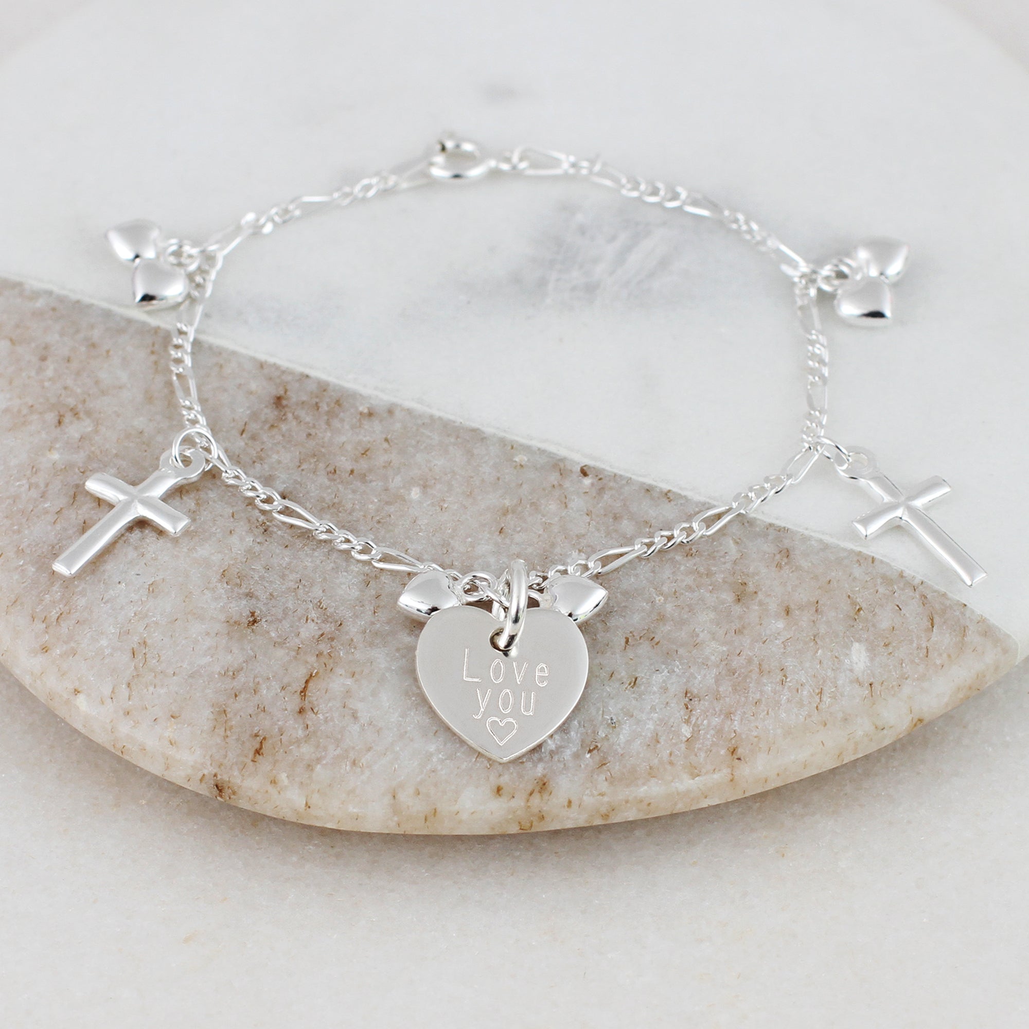 【HURLEY BURLEY】Moon And Stars Bracelet メッセージ刻印 ♪ Chrislen Star & Moon 925 Sterling Silver Charm Bracelet