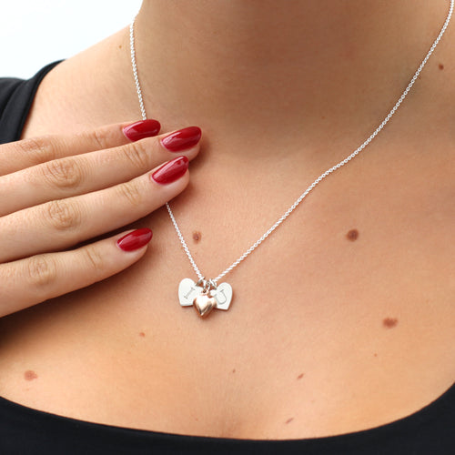 Sterling Silver and Rose Gold ‘I Love You’ Heart Charm Necklace