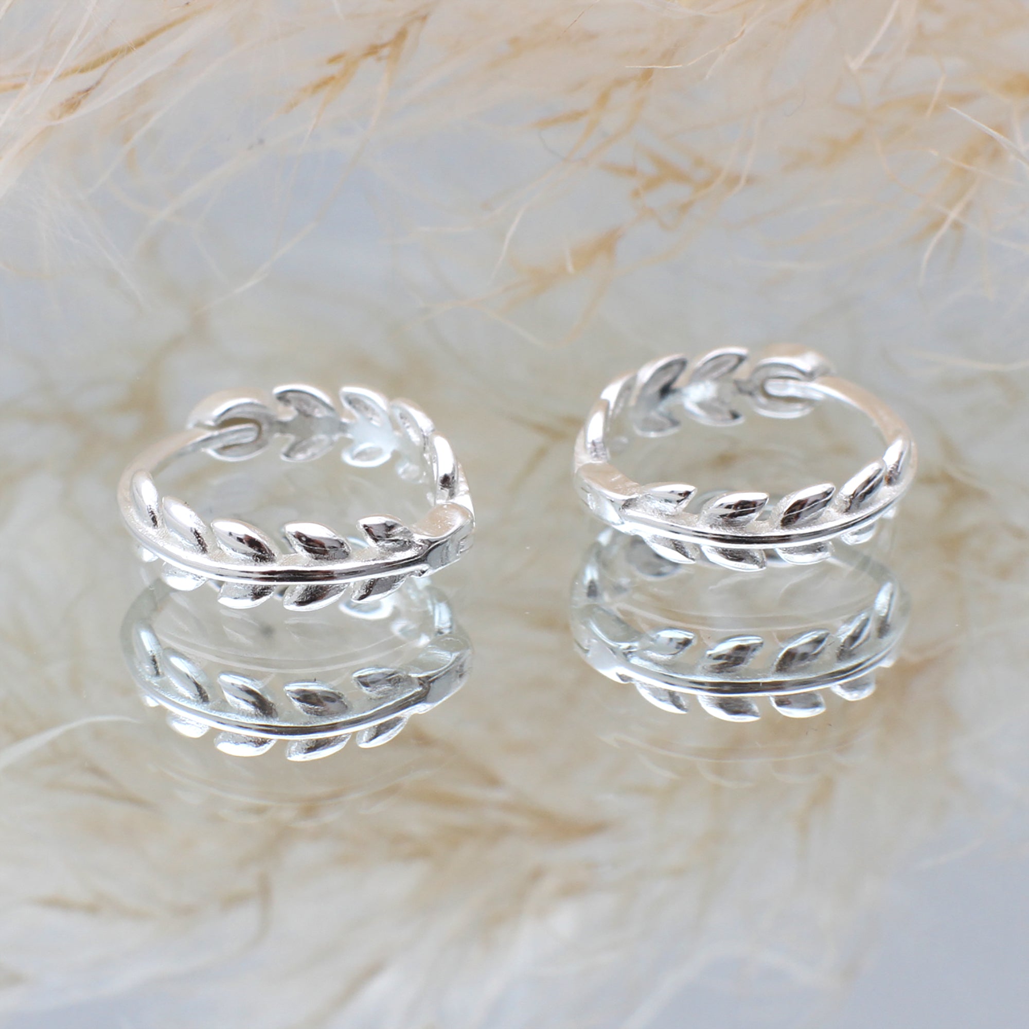 Sterling Silver Or Gold Plated Leaf Hoop Earrings