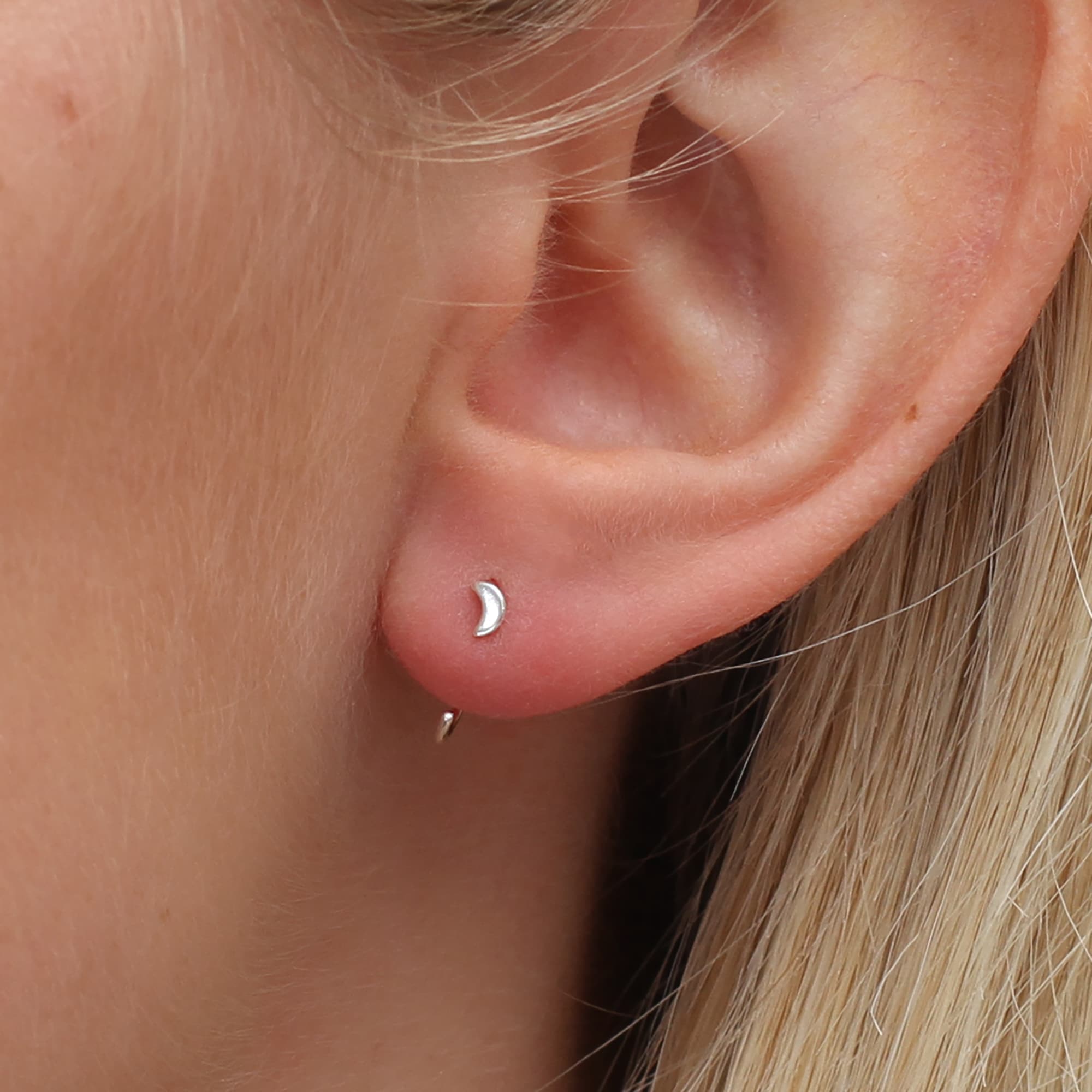 18ct Gold Plated Crescent Moon Pull Through Earrings