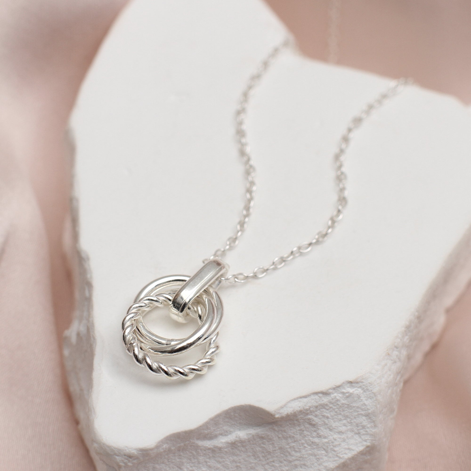 Personalised Silver Triple Small Circle Necklace
