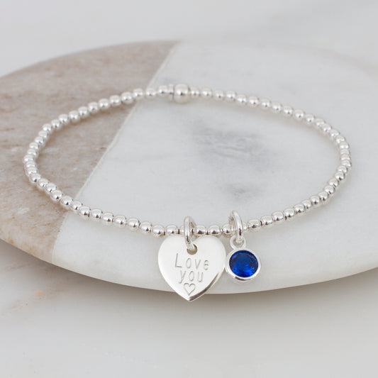Personalised Sterling Silver or 18ct Gold And Birthstone Bracelet