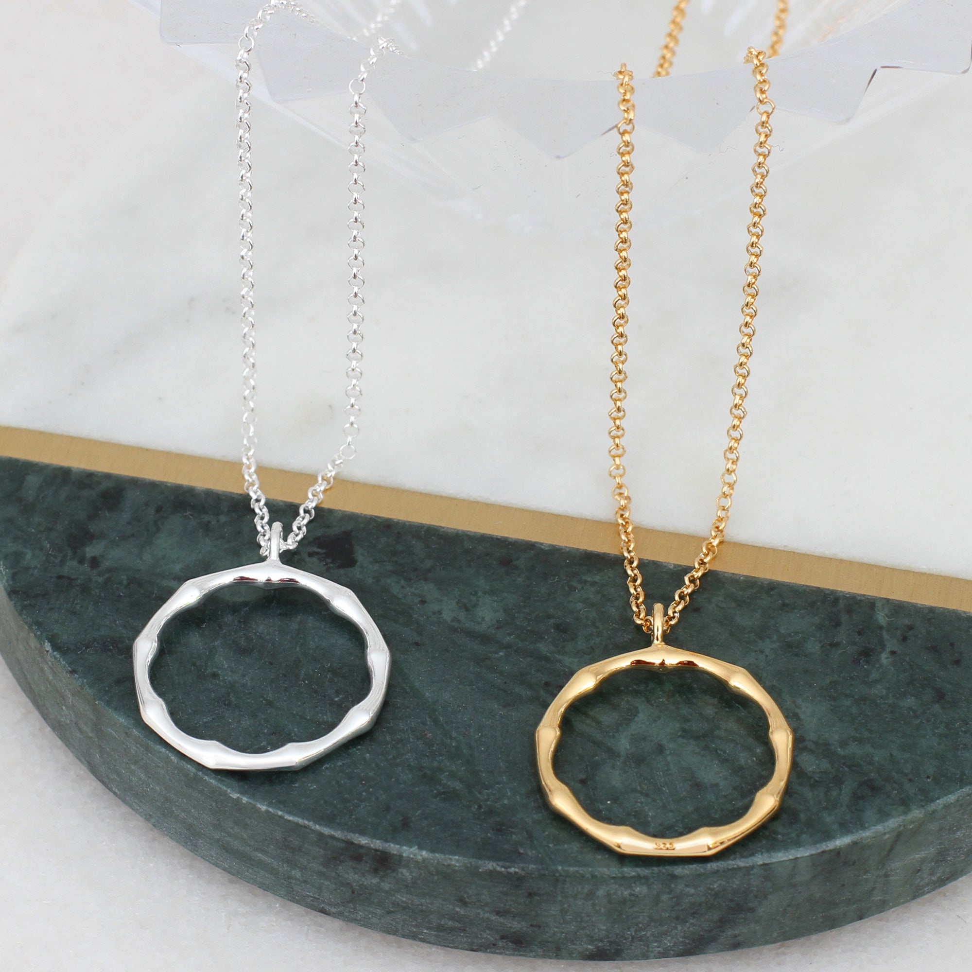 18ct Gold Plated Or Sterling Silver Bamboo Ring Necklace