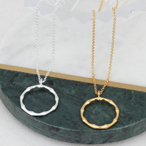 18ct Gold Plated Or Sterling Silver Bamboo Ring Necklace