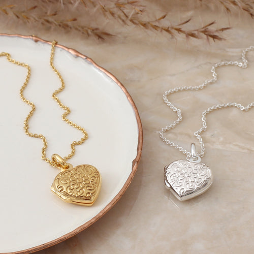 Sterling Silver or 18ct Yellow Gold Plated Embossed Locket