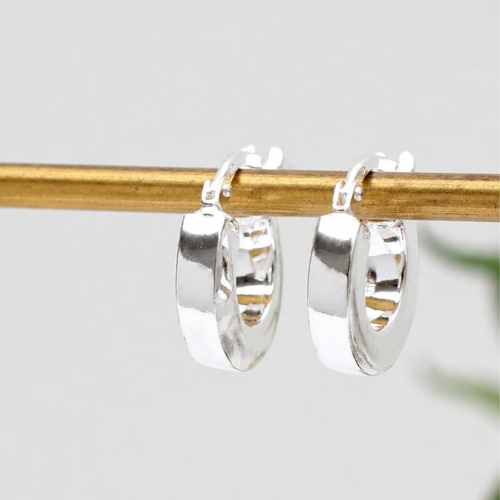 Sterling Silver Square Tube Hoop Earrings