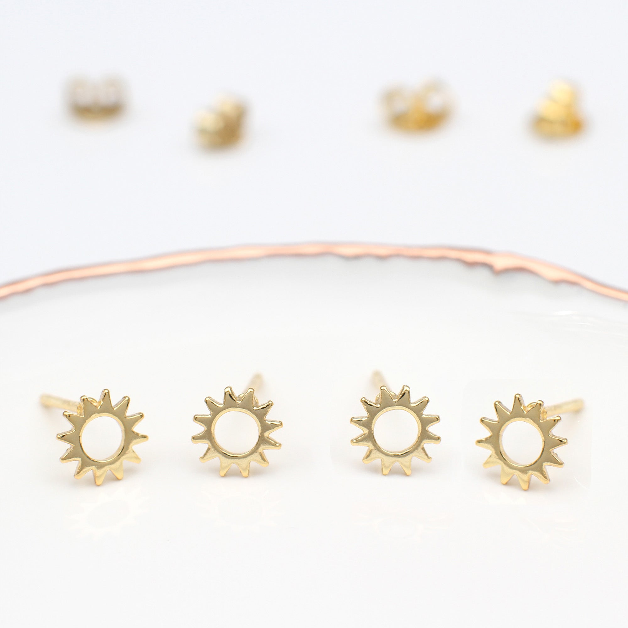 18ct Gold Plated Sun Stud Earrings