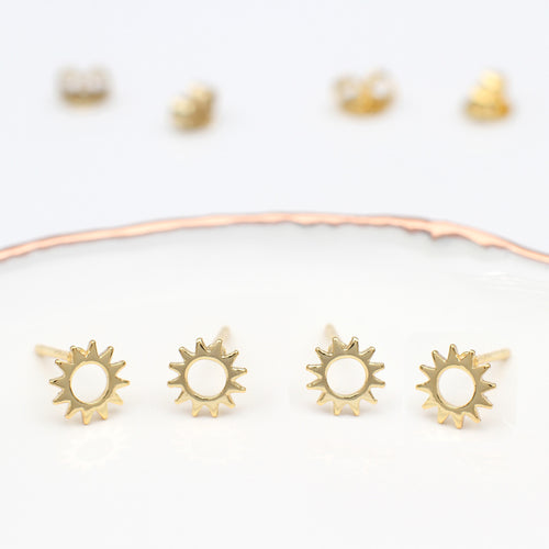 18ct Gold Plated Sun Stud Earrings