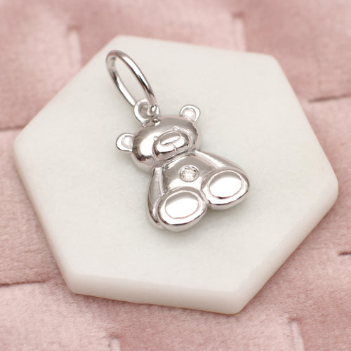 Sterling Silver 'My First Diamond' Teddy Charm