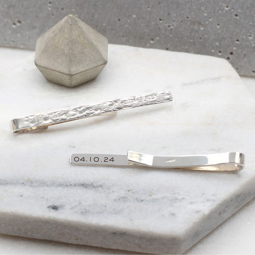 Hammered Sterling Silver Tie Clip