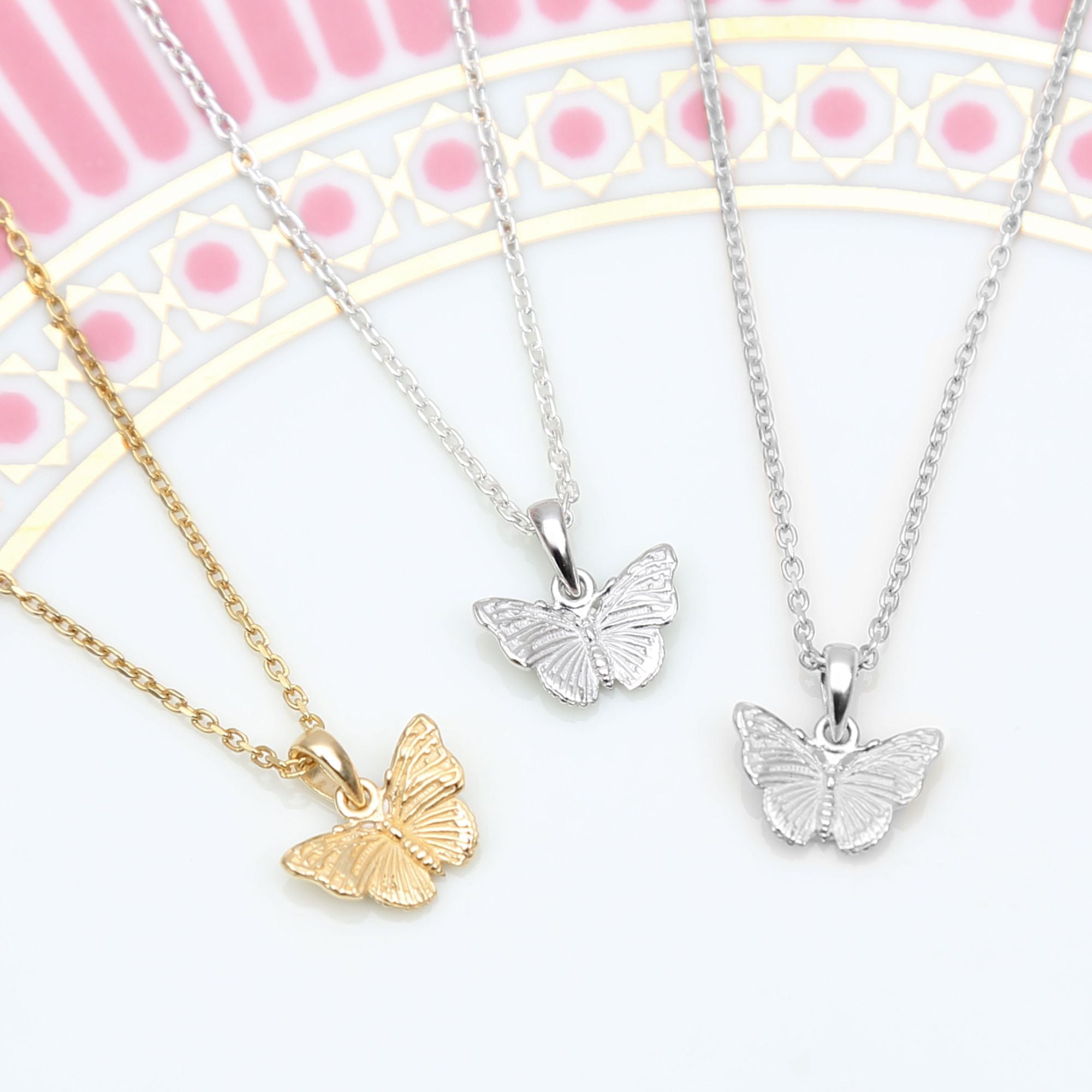 18ct Gold Plated or Silver Tiny Butterfly Necklace