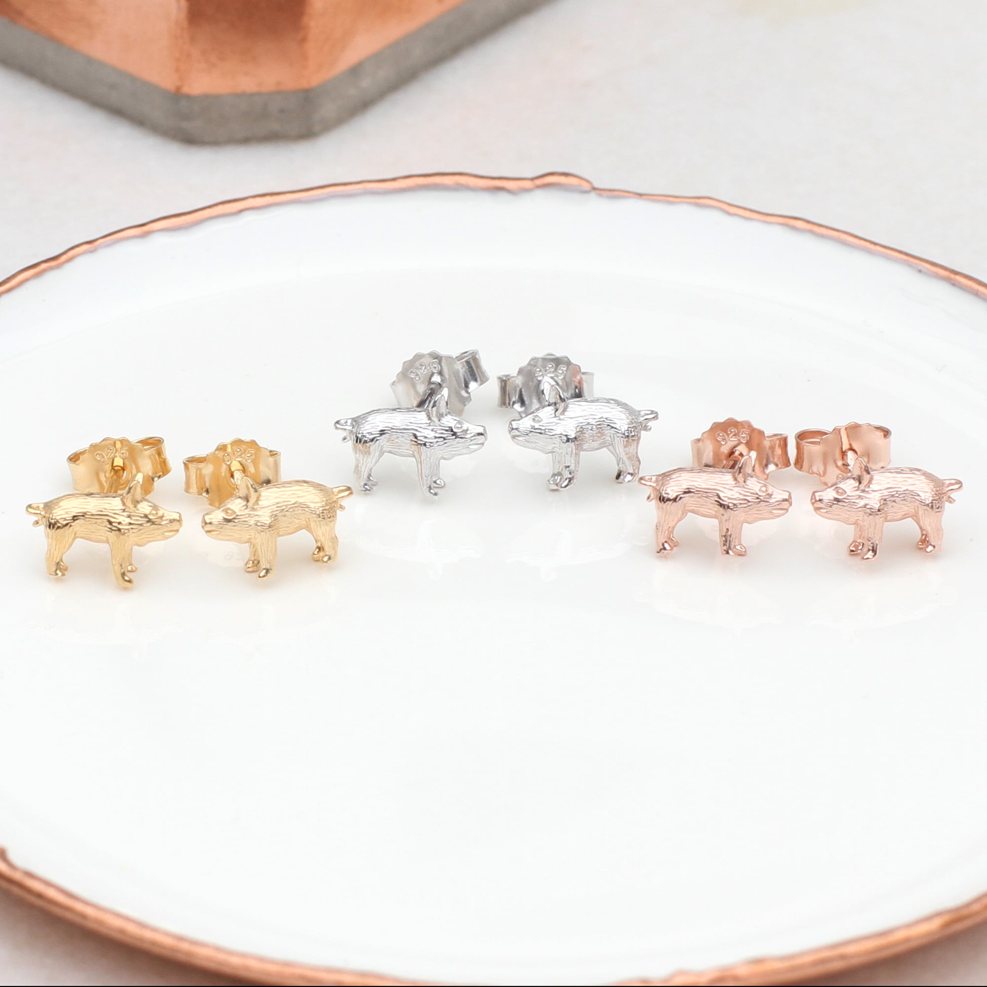 18ct Gold Plated Piglet Stud Earrings
