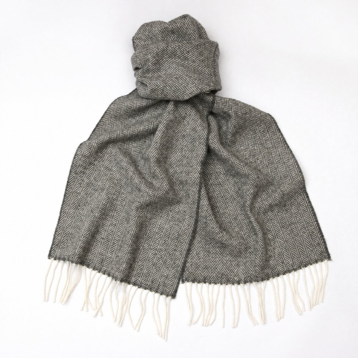 Men's Lambswool Grey Herringbone Scarf