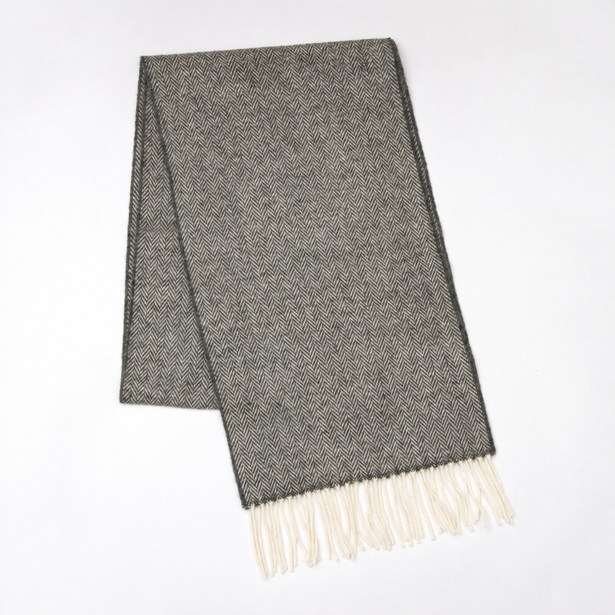 Men's Lambswool Grey Herringbone Scarf