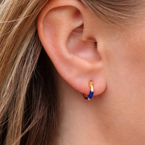 Gold Plated Silver And Enamel Huggie Hoop Earrings