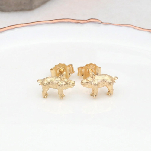 18ct Gold Plated Piglet Stud Earrings