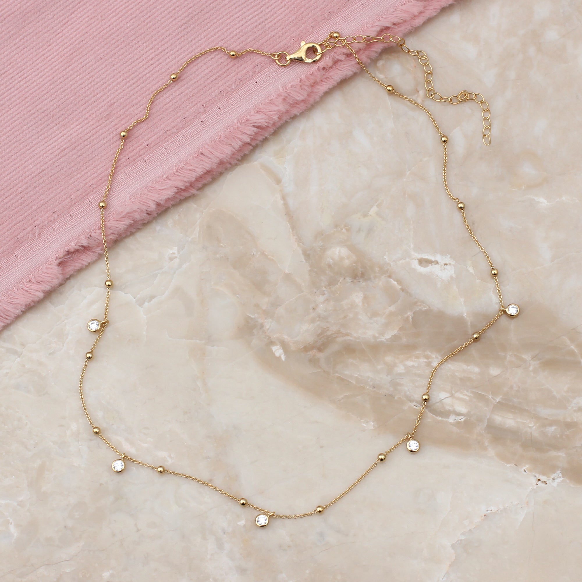 Sterling Silver or 18ct Gold Plated Crystal Necklace