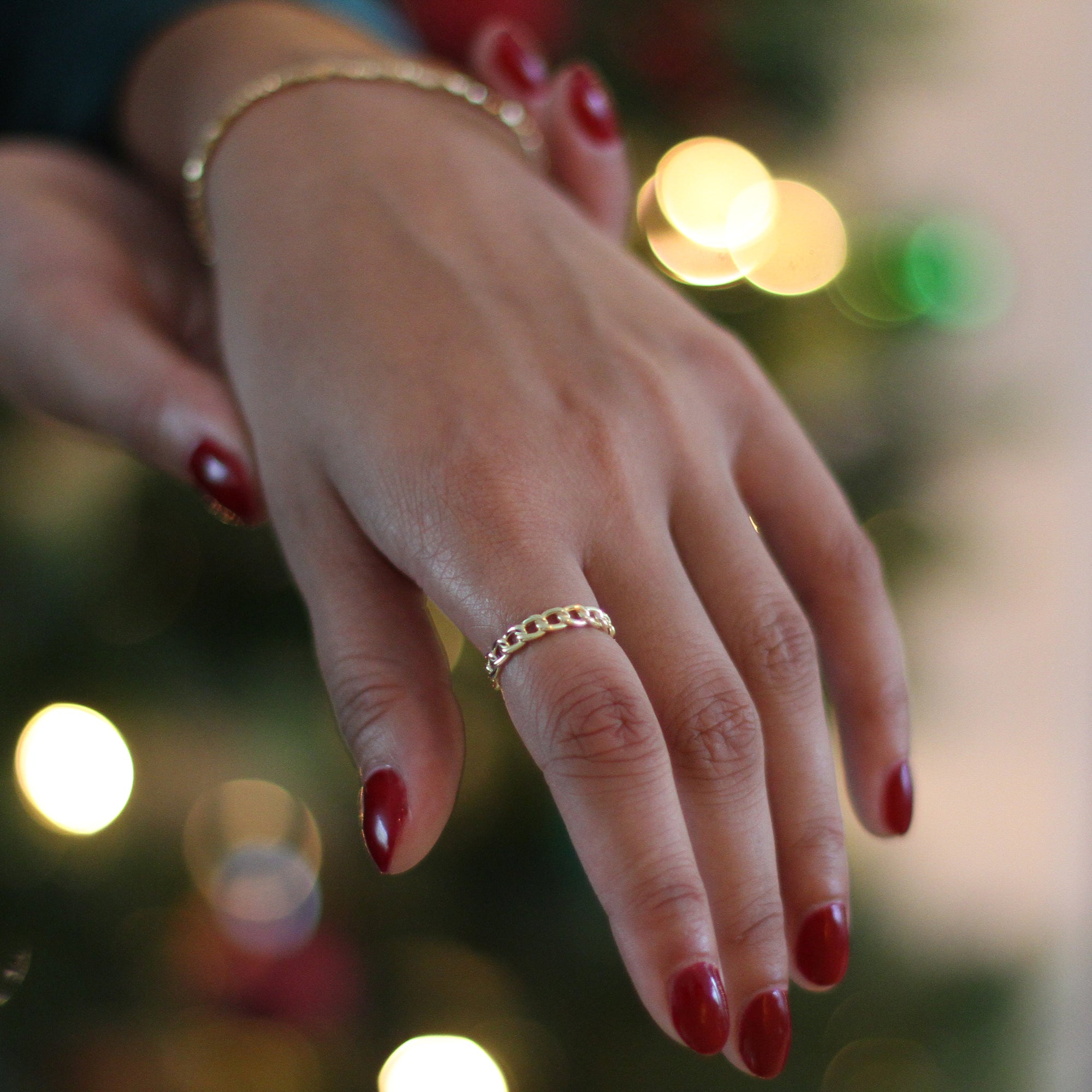 18ct Gold Plated Or Sterling Silver Chain Ring