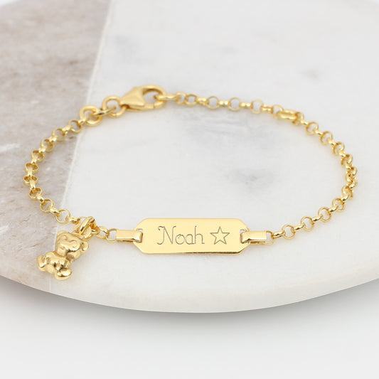 Personalised 18ct Yellow Gold Plated Christening Bracelet
