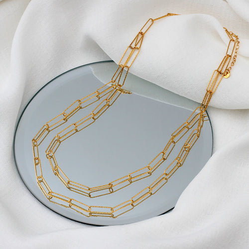 18ct Gold Plated or Sterling Silver Double Chain Necklace