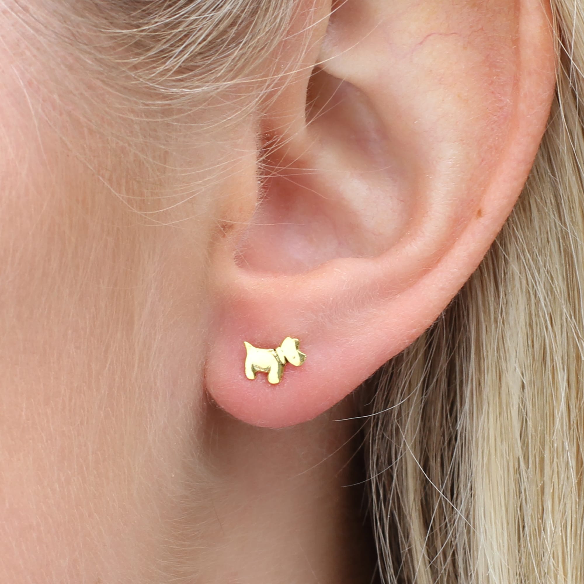 Sterling Silver or 18ct Yellow Gold Plated Mini Scotty Dog Earrings