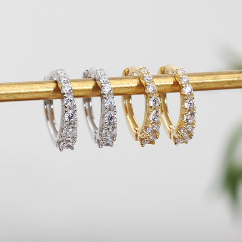 18ct Gold Plated Graduated Crystal Hoop Earrings
