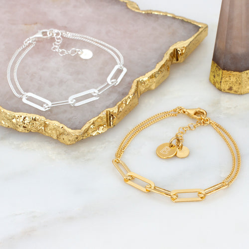 18ct Gold Plated Mixed Link Bracelet