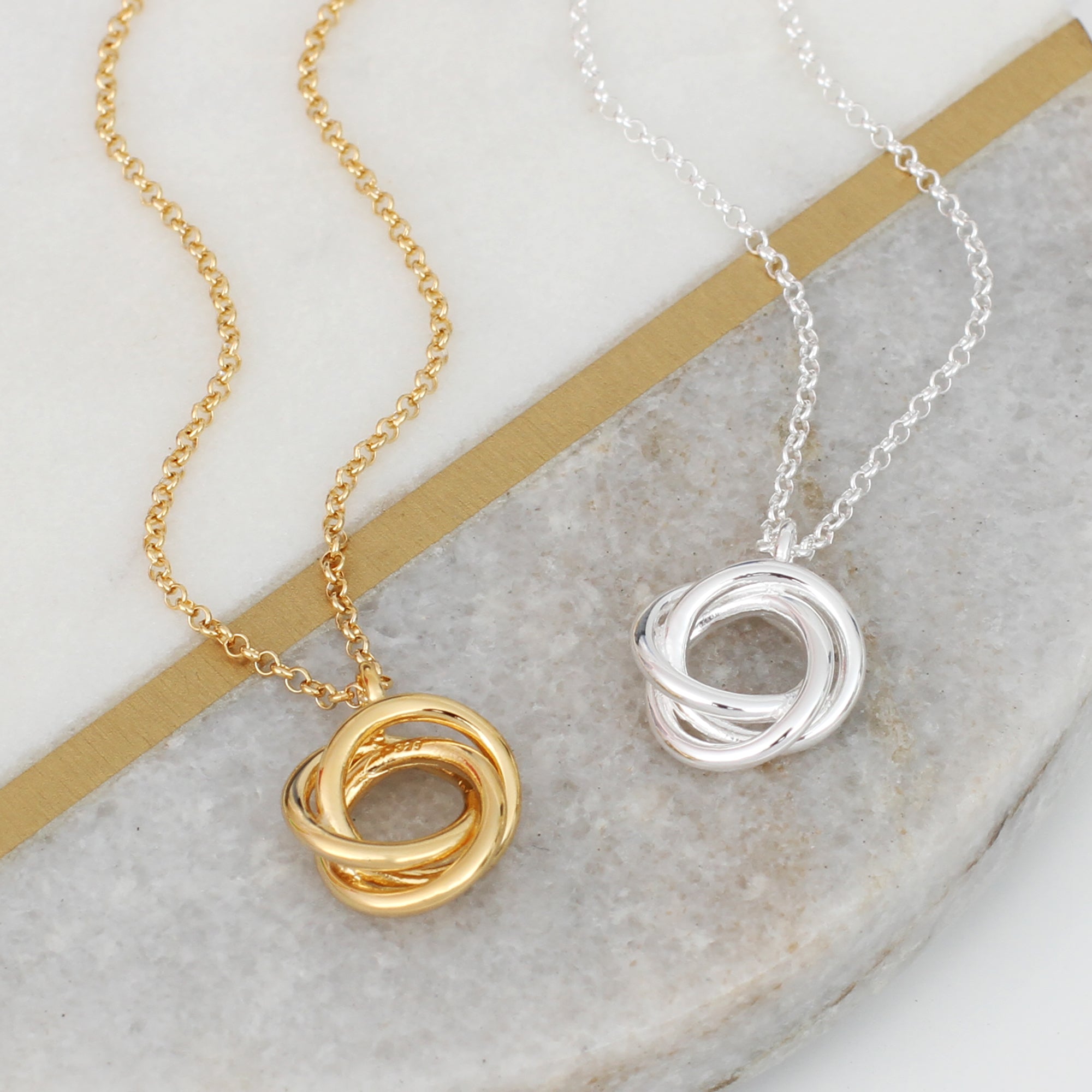 18ct Gold Plated Love Rings Necklace
