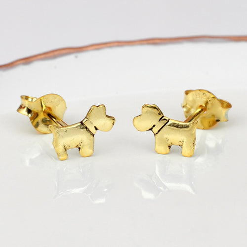 18ct Yellow Gold Plated Mini Scotty Dog Earrings