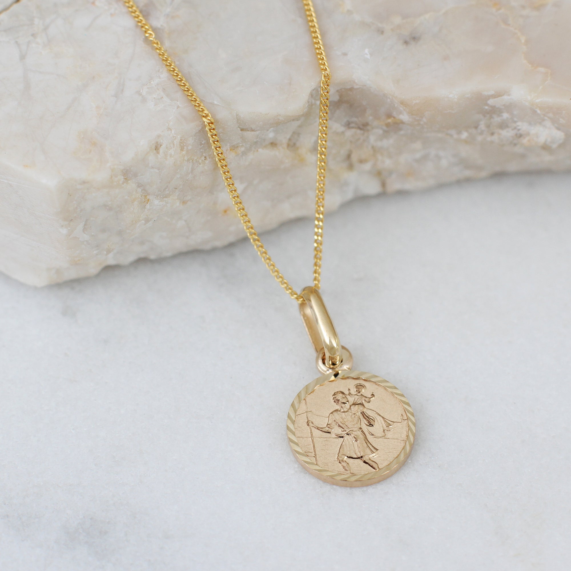 Small 9ct Gold St Christopher & Chain