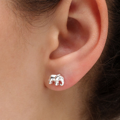 Sterling Silver Or Gold Plated Elephant Stud Earrings
