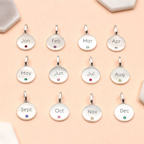 Personalised Silver Disc Birthstone Ball Bracelet