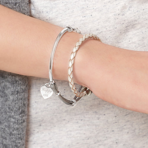 Personalised Silk And Sterling Silver Bangle