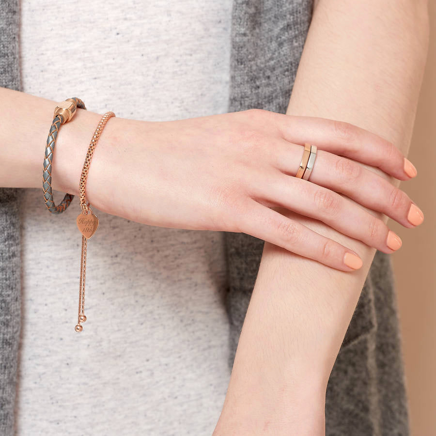 Personalised 18ct Rose Gold Plated Charm Friendship Bracelet