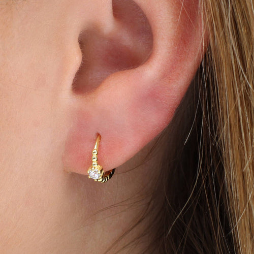 18ct Gold Plated Crystal And Bead Hoops